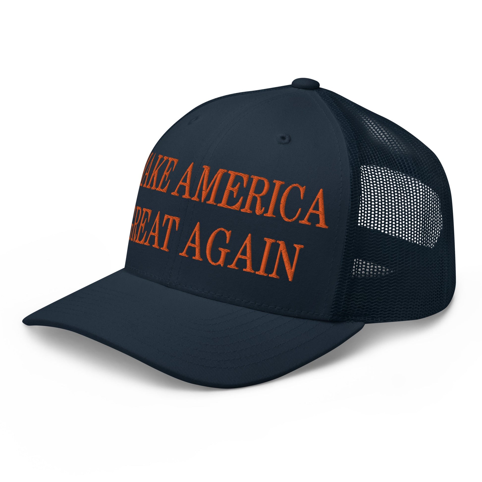 Make America Great Again MAGA Orange Retro Trucker Hat Navy