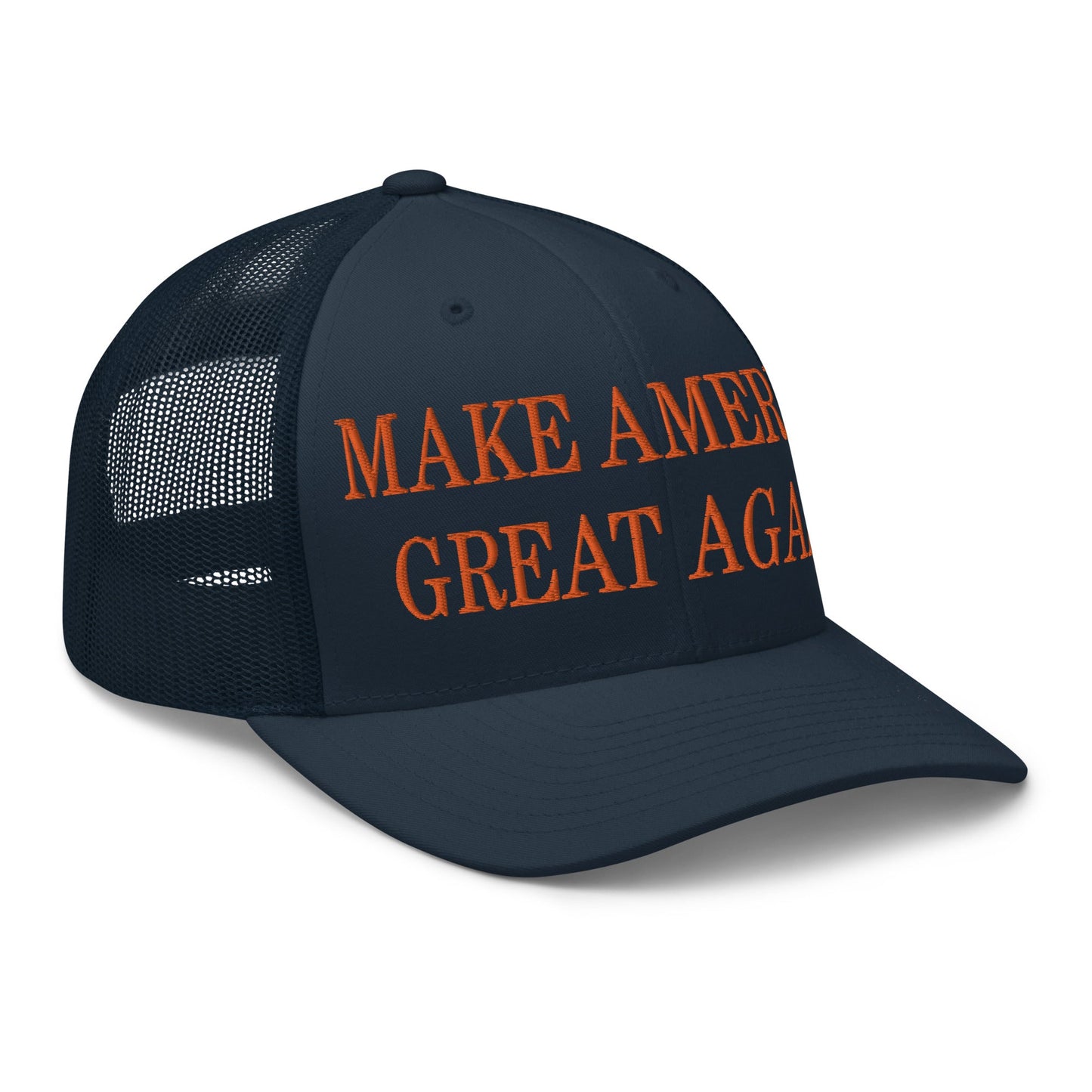 Make America Great Again MAGA Orange Retro Trucker Hat Navy