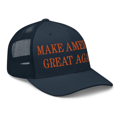 Make America Great Again MAGA Orange Retro Trucker Hat Navy