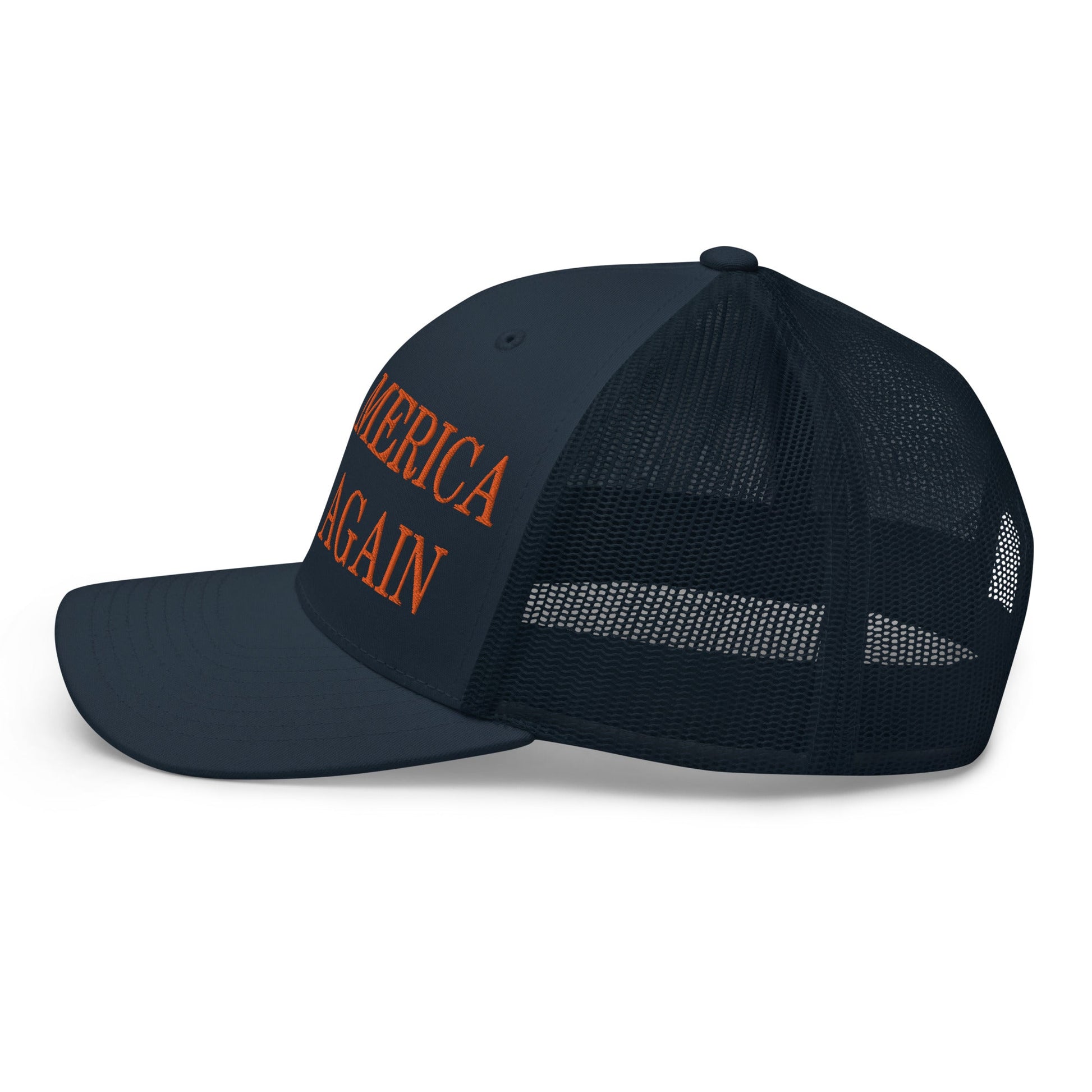 Make America Great Again MAGA Orange Retro Trucker Hat Navy