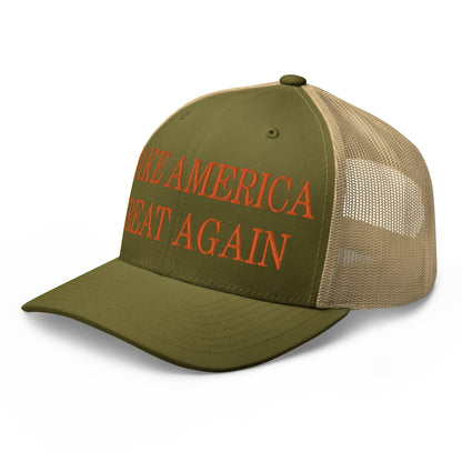 Make America Great Again MAGA Orange Retro Trucker Hat Moss Khaki