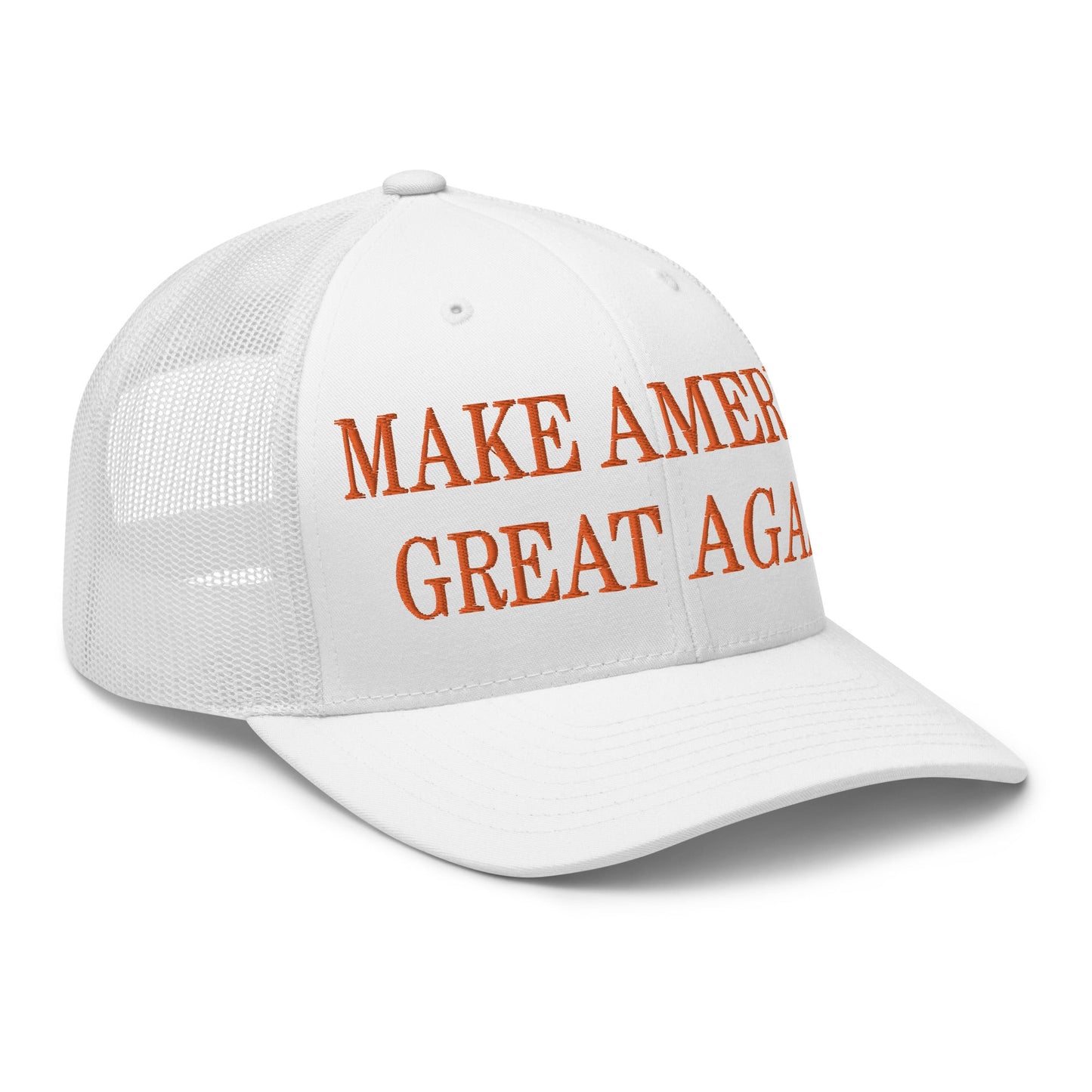 Make America Great Again MAGA Orange Retro Trucker Hat White