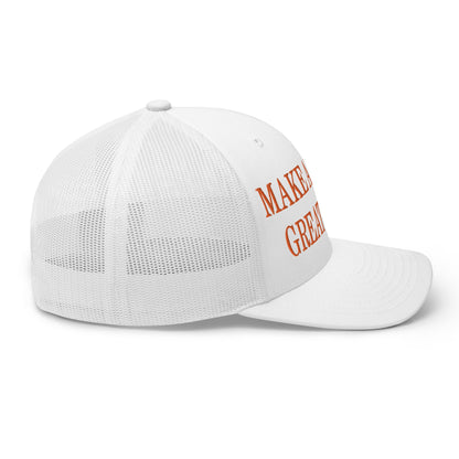 Make America Great Again MAGA Orange Retro Trucker Hat White