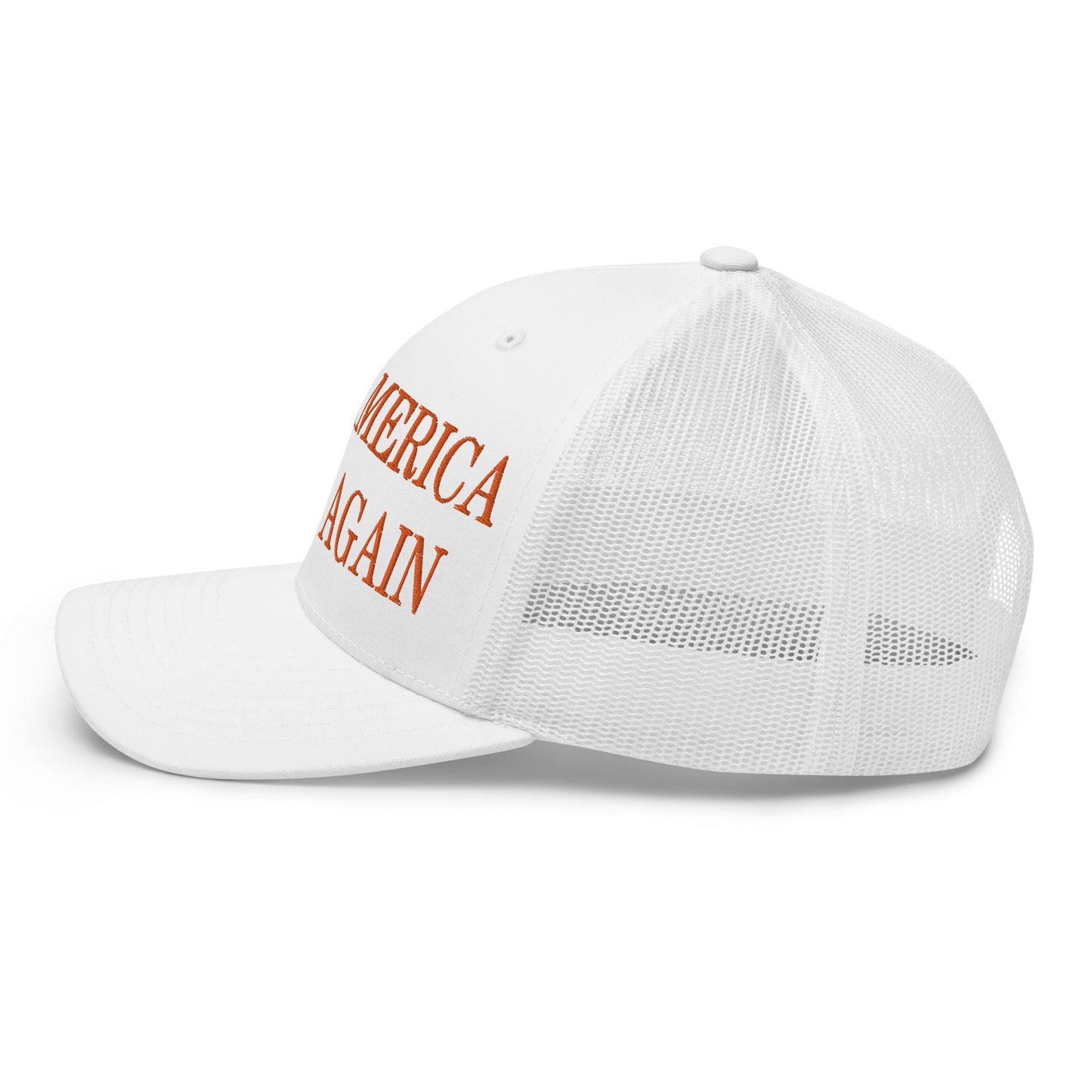 Make America Great Again MAGA Orange Retro Trucker Hat White