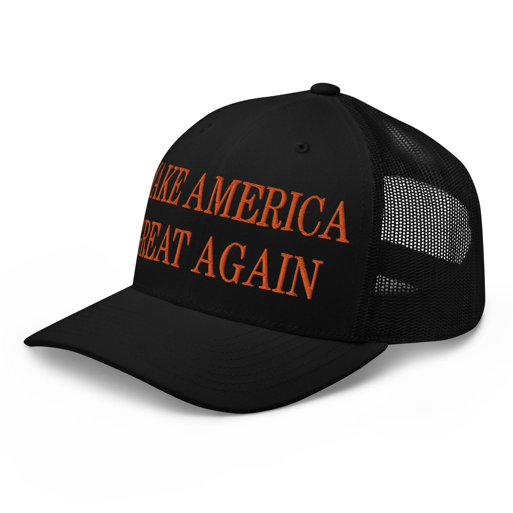 Make America Great Again MAGA Orange Retro Trucker Hat Black