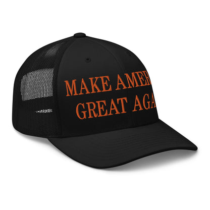 Make America Great Again MAGA Orange Retro Trucker Hat Black