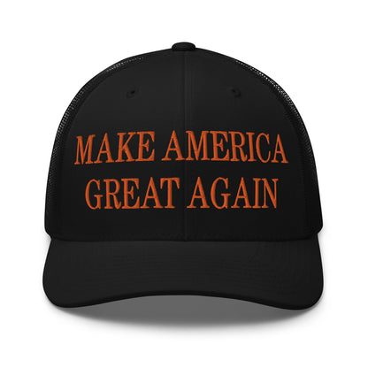 Make America Great Again MAGA Orange Retro Trucker Hat Black