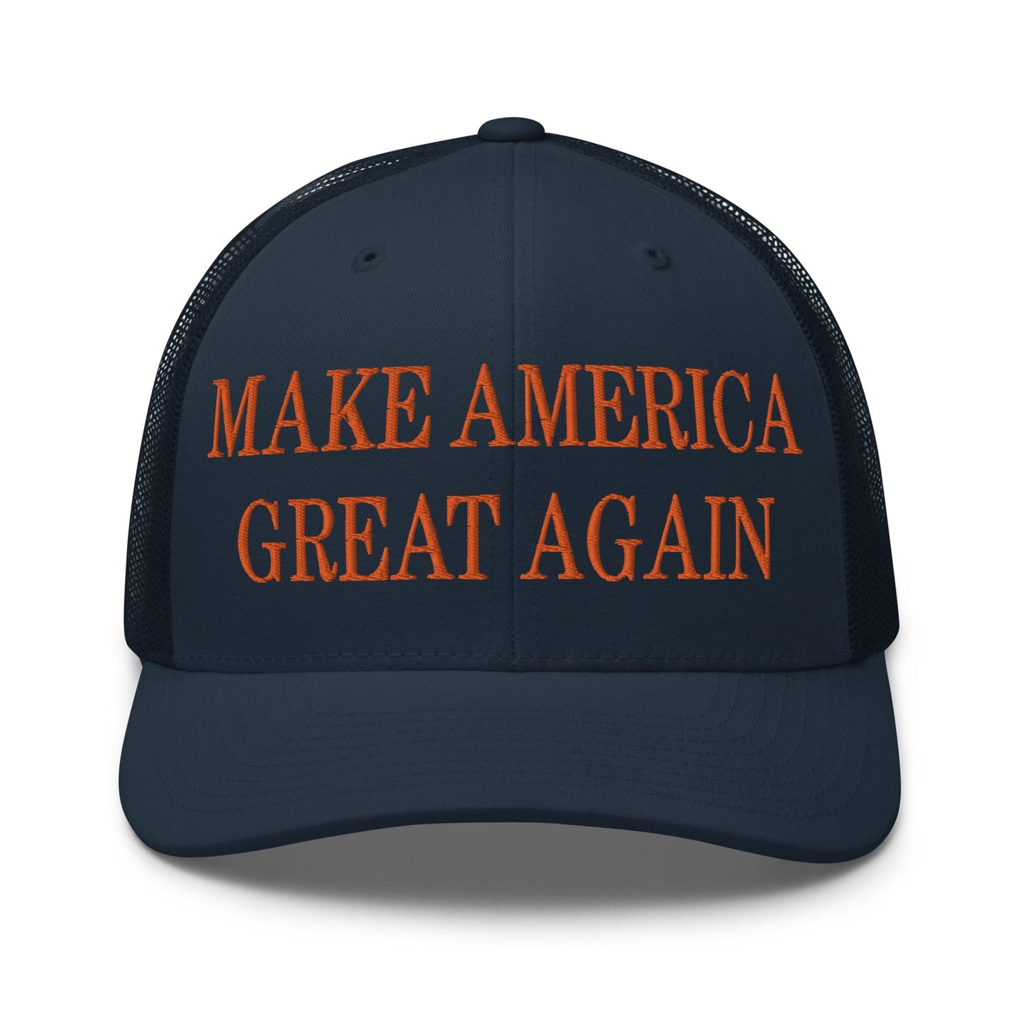 Make America Great Again MAGA Orange Retro Trucker Hat Navy