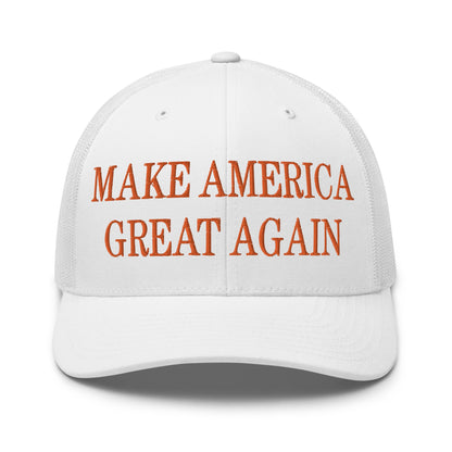 Make America Great Again MAGA Orange Retro Trucker Hat White