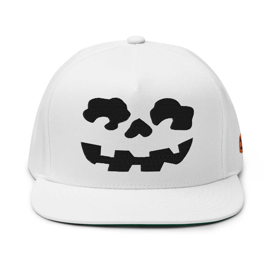 Make America Great Again MAGA Skull Halloween Flat Bill Brim 5 Panel Snapback Hat White