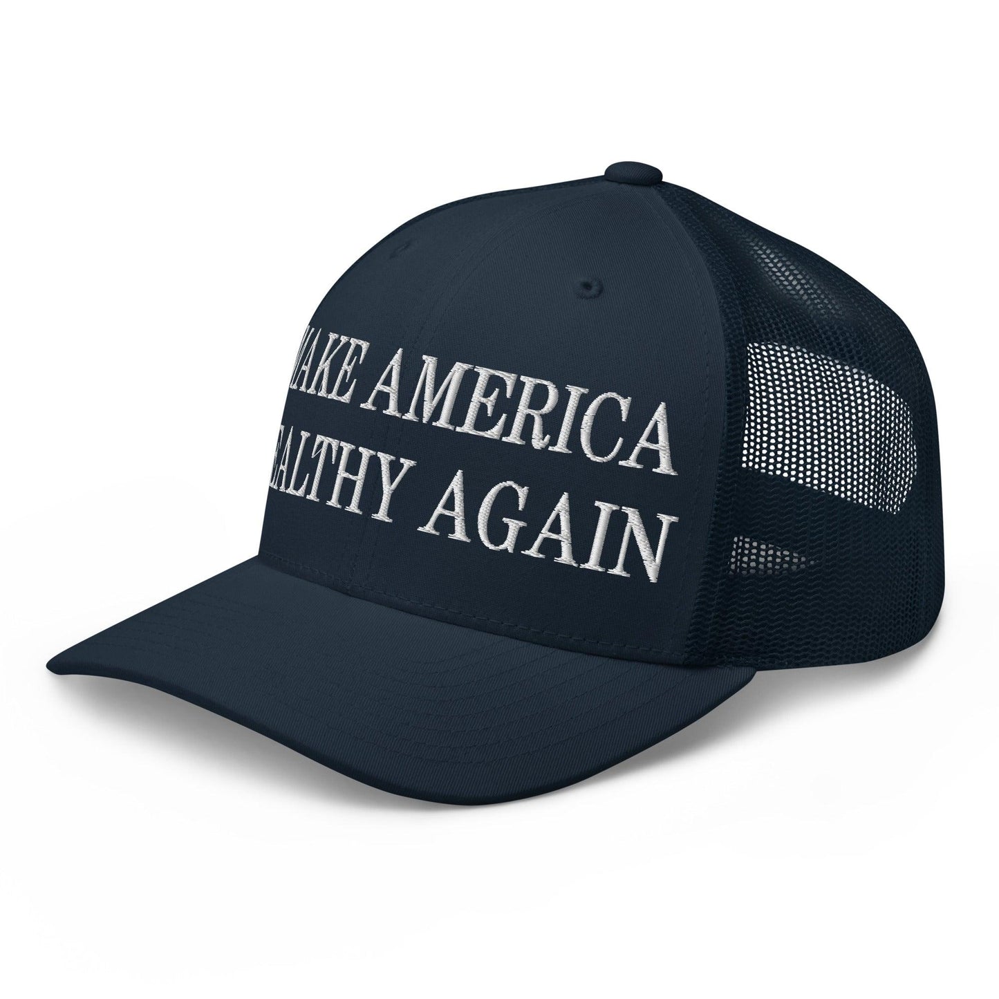 Make America Healthy Again Embroidered Mesh Trucker Hat Navy