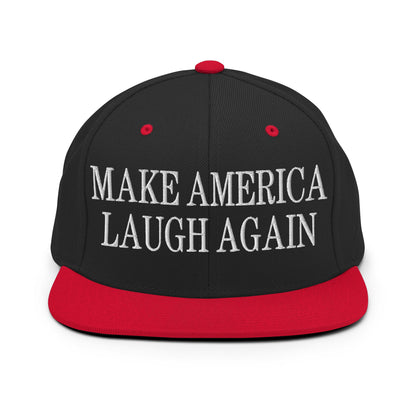 Make America Laugh Again Flat Bill Brim Snapback Hat Black Red