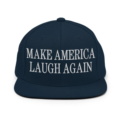 Make America Laugh Again Flat Bill Brim Snapback Hat Dark Navy