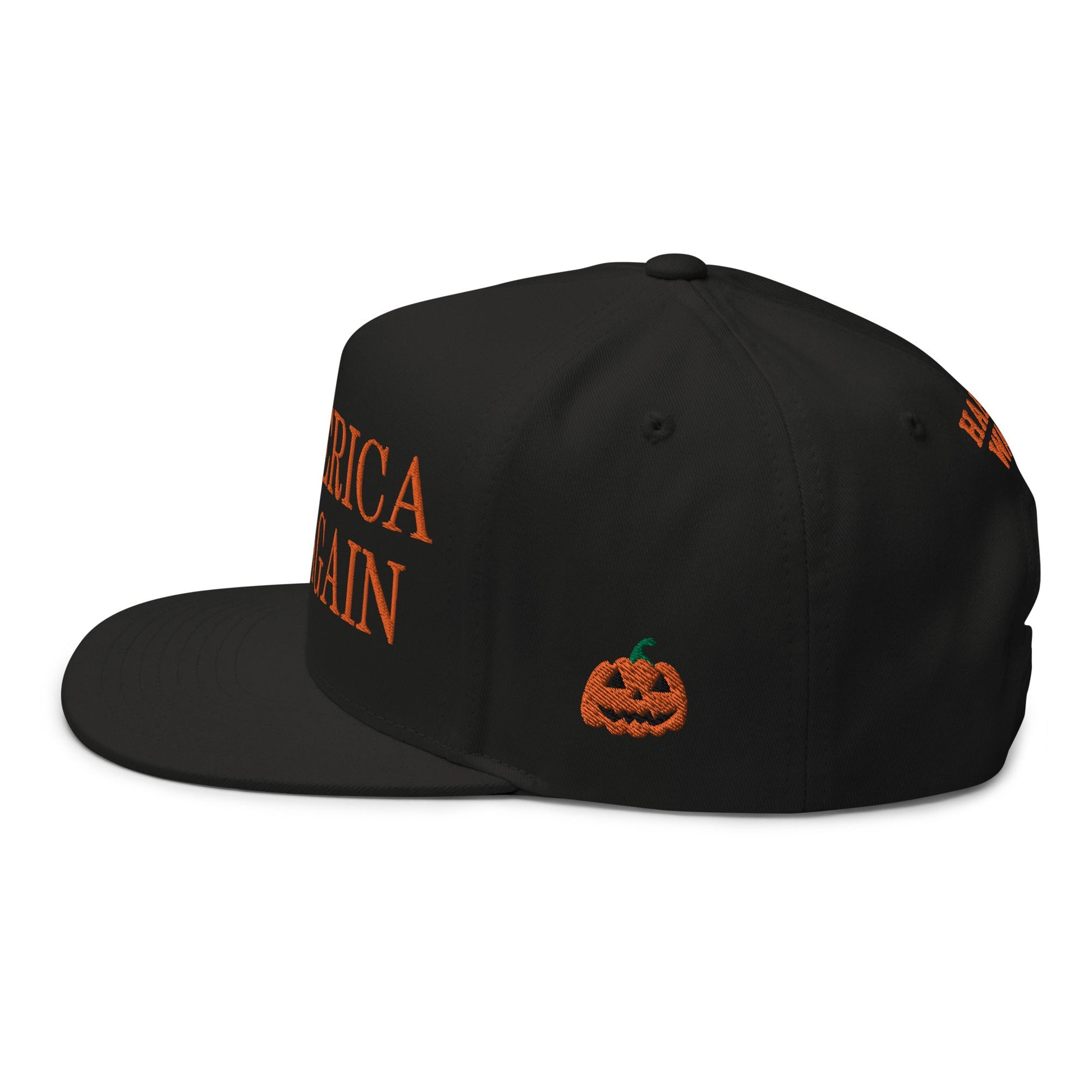 Make America Laugh Again MALA Halloween Embroidered Flat Bill Brim 5 Panel Snapback Hat Default Title