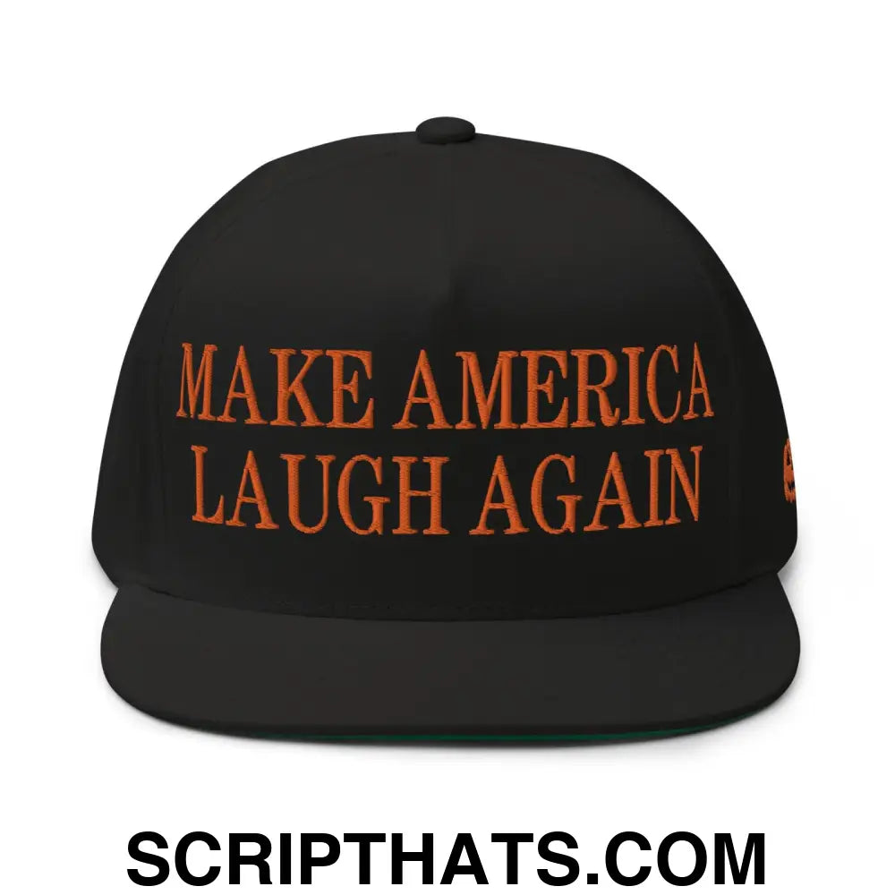 Make America Laugh Again MALA Halloween Embroidered Flat Bill Brim 5 Panel Snapback Hat Default Title