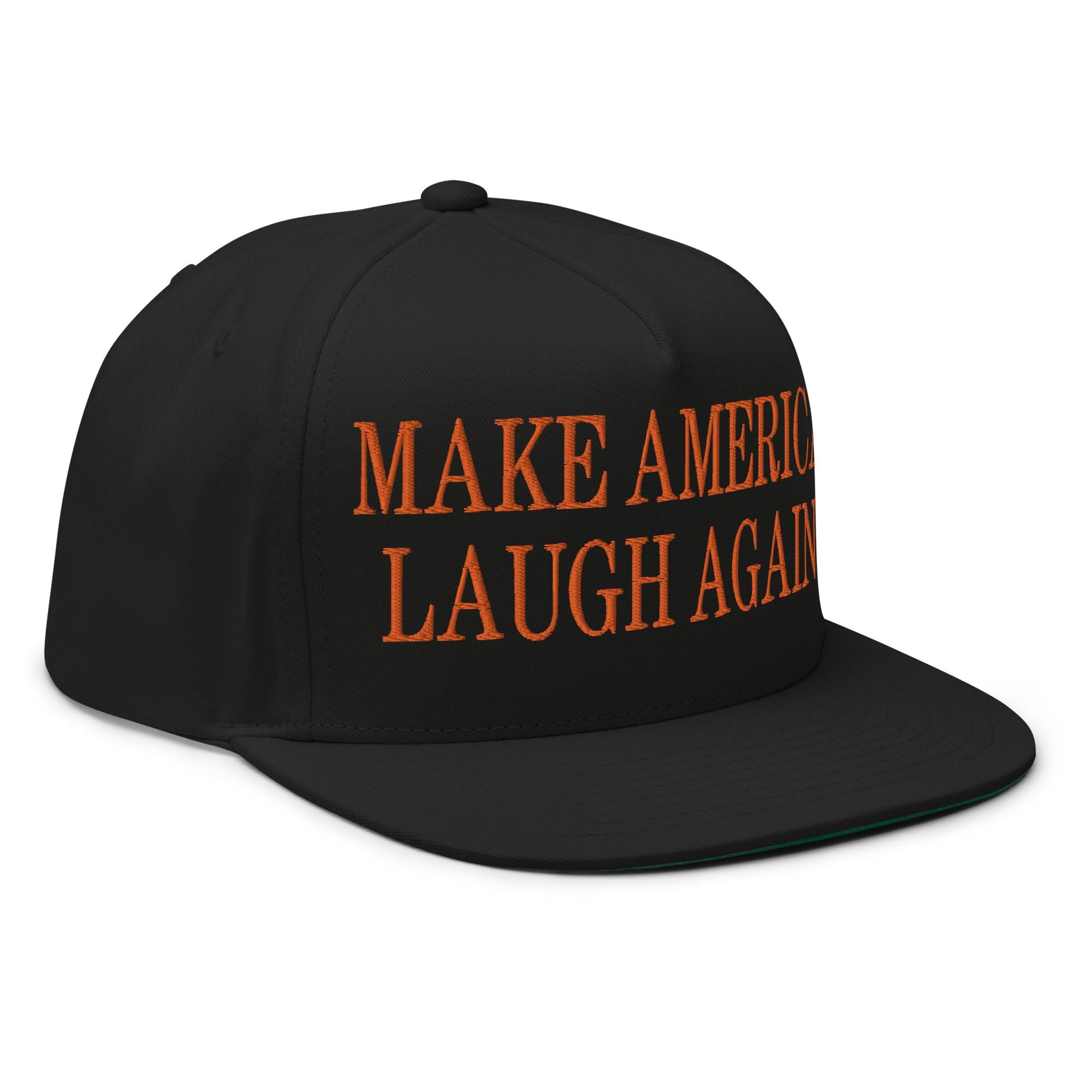 Make America Laugh Again MALA Halloween Embroidered Flat Bill Brim 5 Panel Snapback Hat Default Title