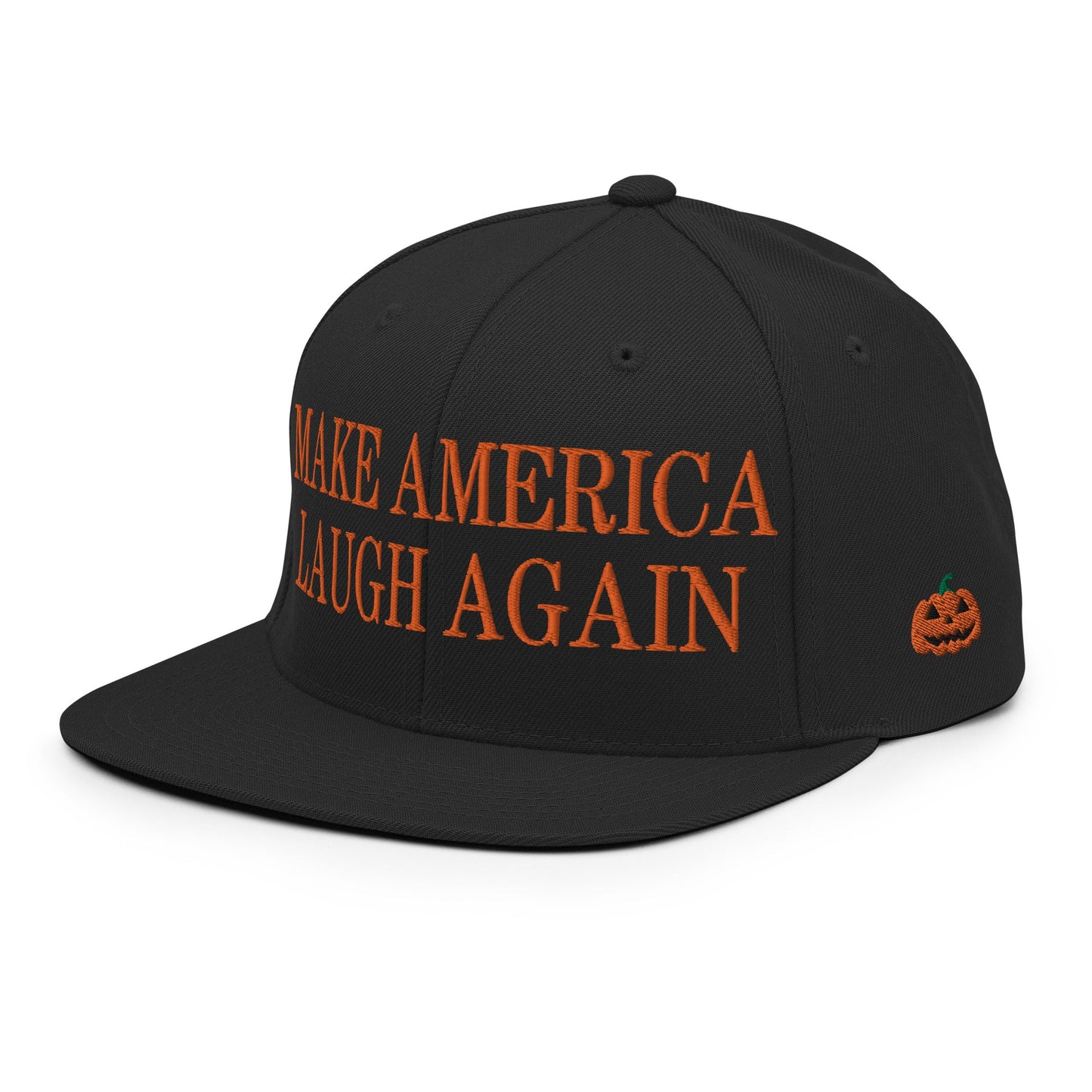 Make America Laugh Again MALA Halloween Embroidered Flat Bill Brim Snapback Hat Default Title