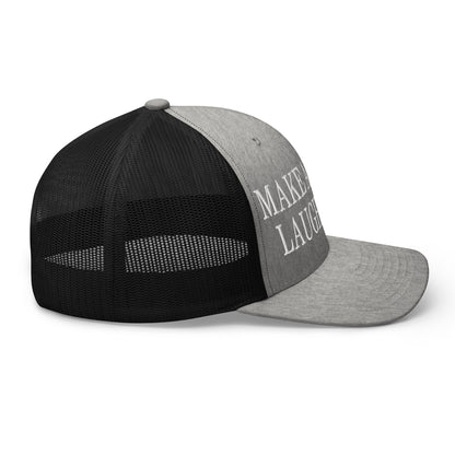 Make America Laugh Again Mesh Trucker Hat Heather Black