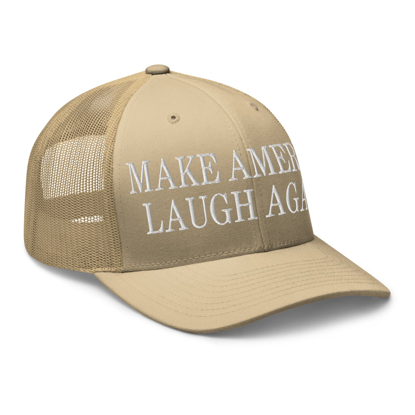 Make America Laugh Again Mesh Trucker Hat Khaki