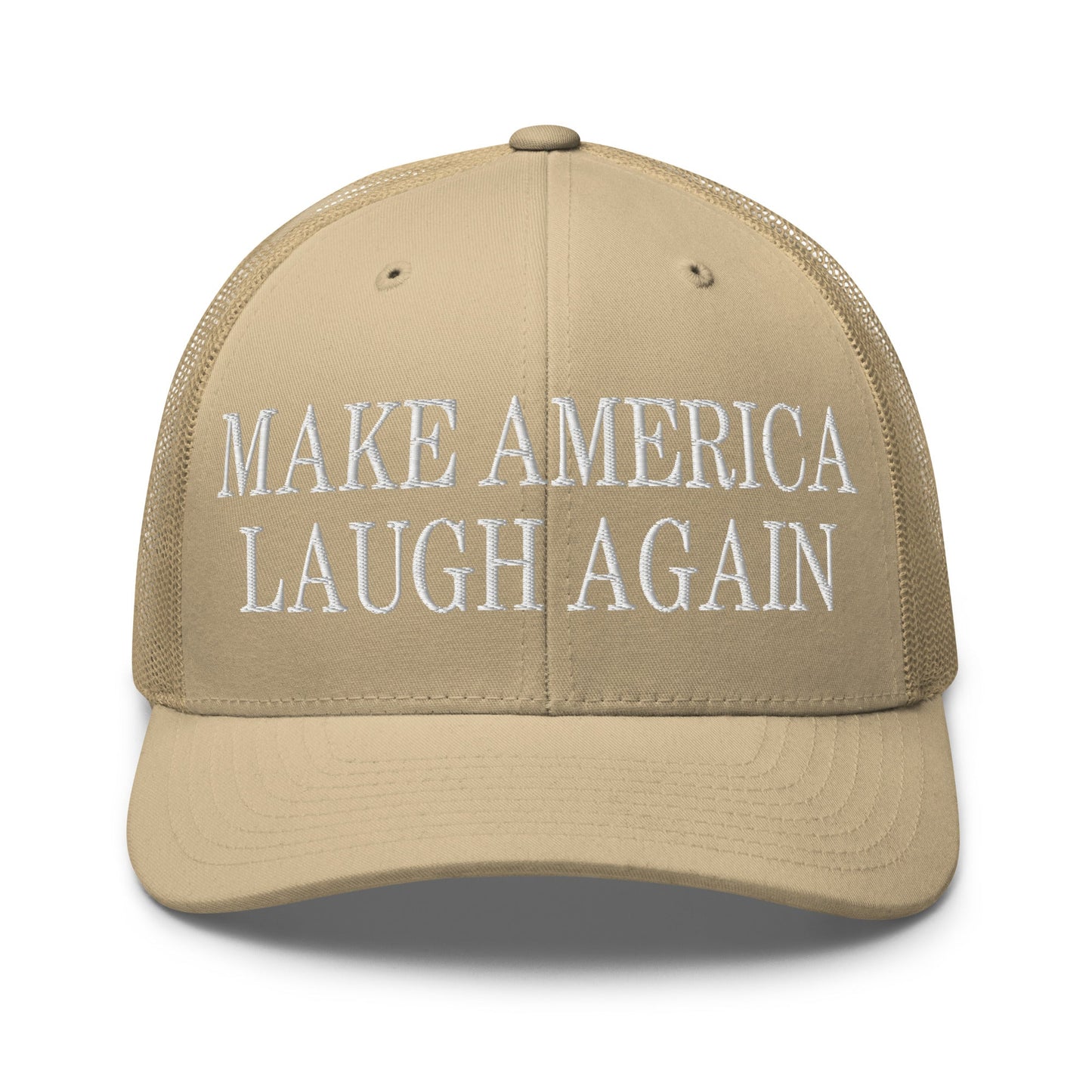 Make America Laugh Again Mesh Trucker Hat Khaki