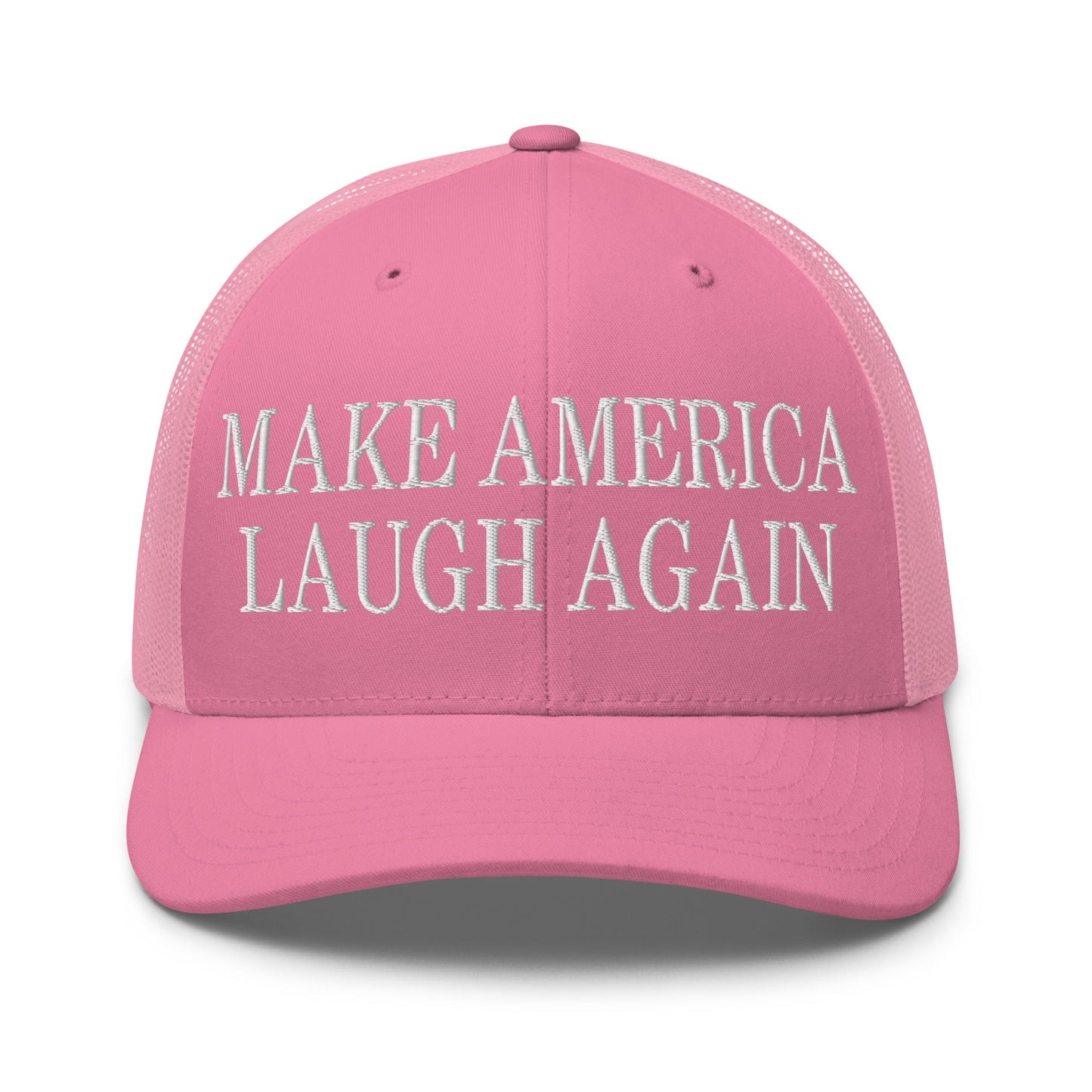 Make America Laugh Again Mesh Trucker Hat Pink