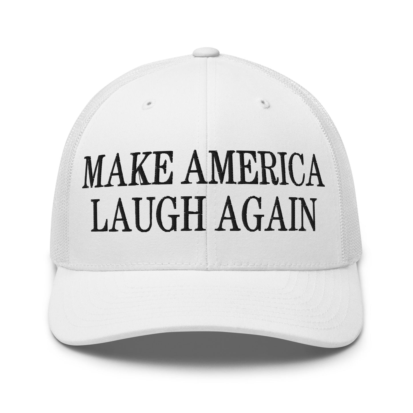 Make America Laugh Again Mesh Trucker Hat White