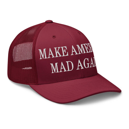 Make America Mad Again Embroidered Mesh Trucker Hat Cranberry