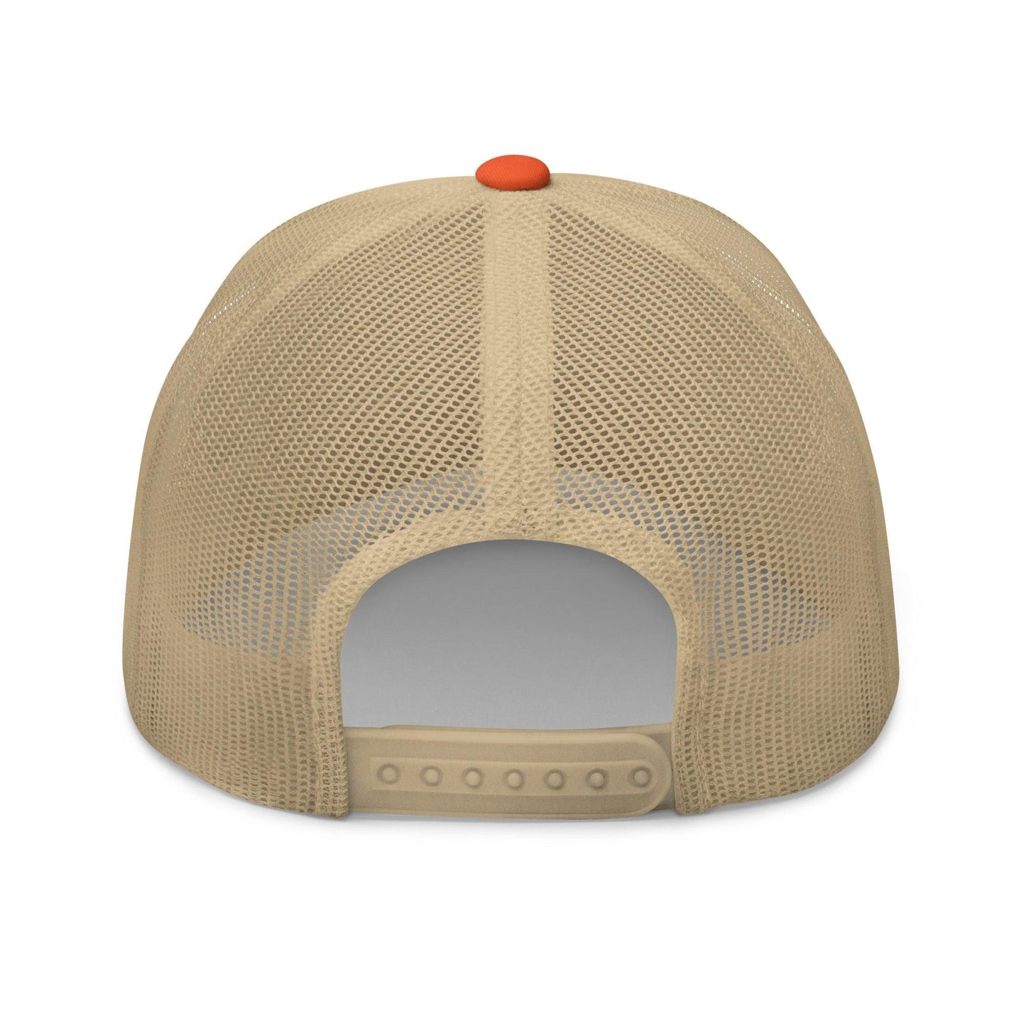 Make America Mad Again Embroidered Mesh Trucker Hat Rustic Orange Khaki