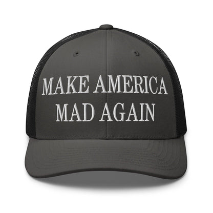 Make America Mad Again Embroidered Mesh Trucker Hat Charcoal Black