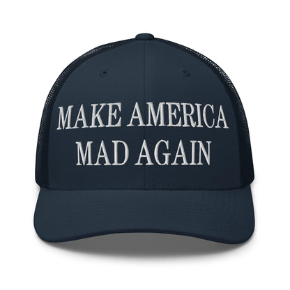 Make America Mad Again Embroidered Mesh Trucker Hat Navy