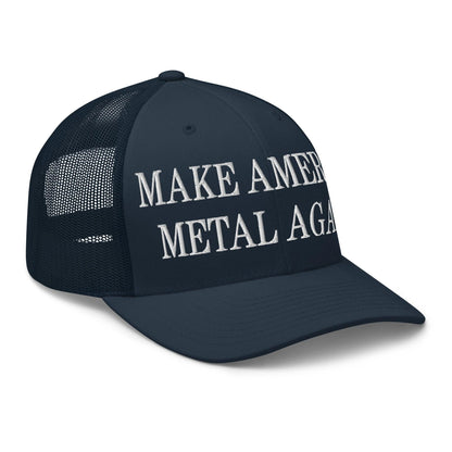 Make America Metal Again Embroidered Mesh Trucker Hat Navy