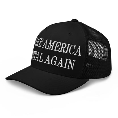 Make America Metal Again Embroidered Mesh Trucker Hat Black