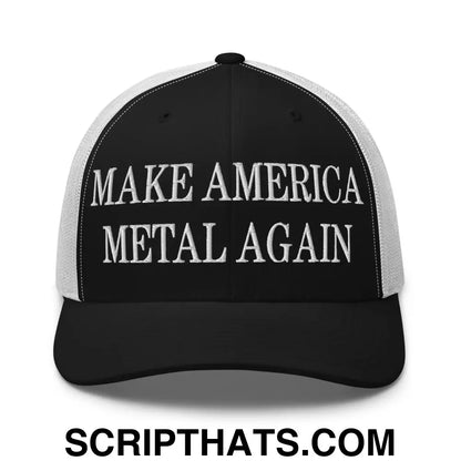 Make America Metal Again Embroidered Mesh Trucker Hat Black White