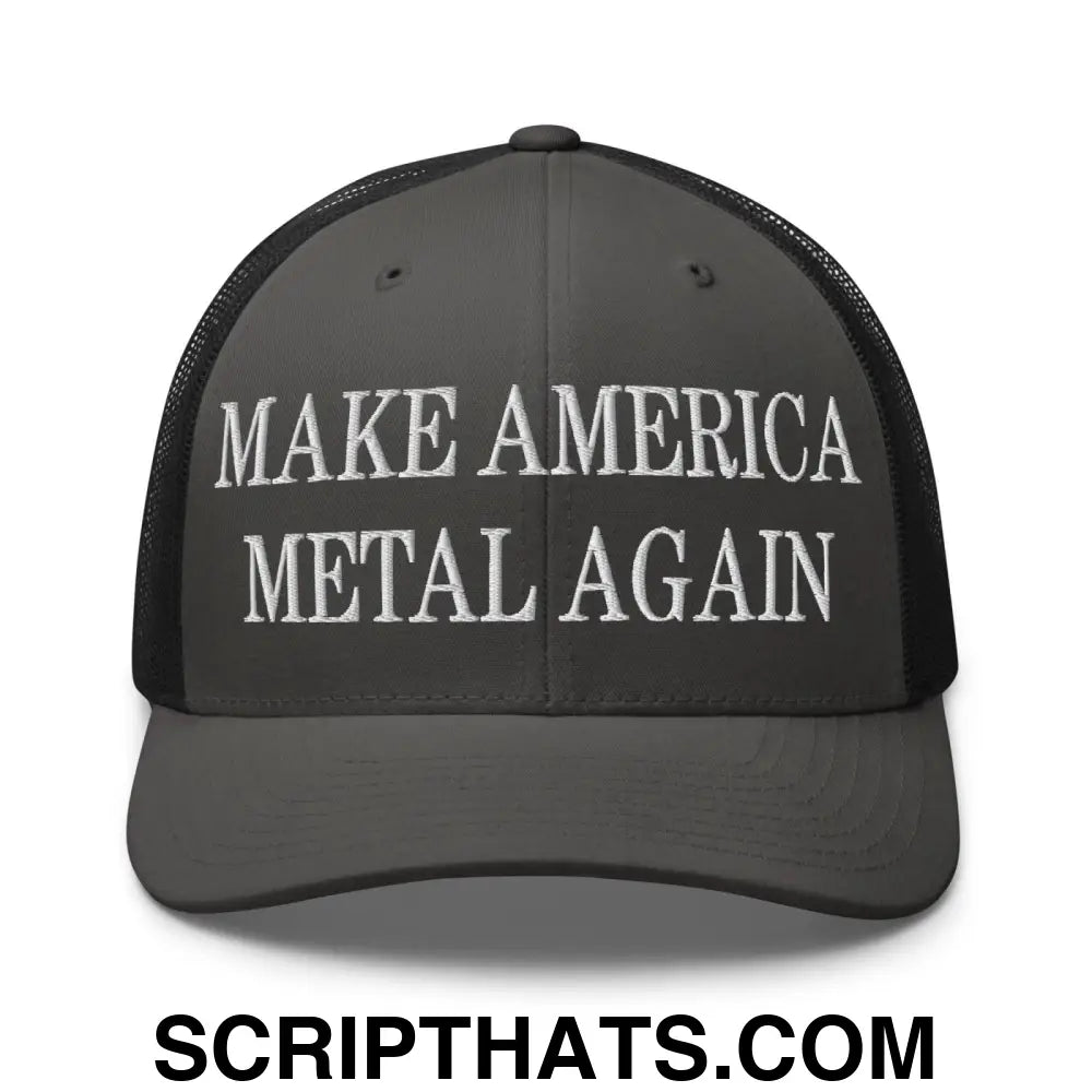 Make America Metal Again Embroidered Mesh Trucker Hat Charcoal Black