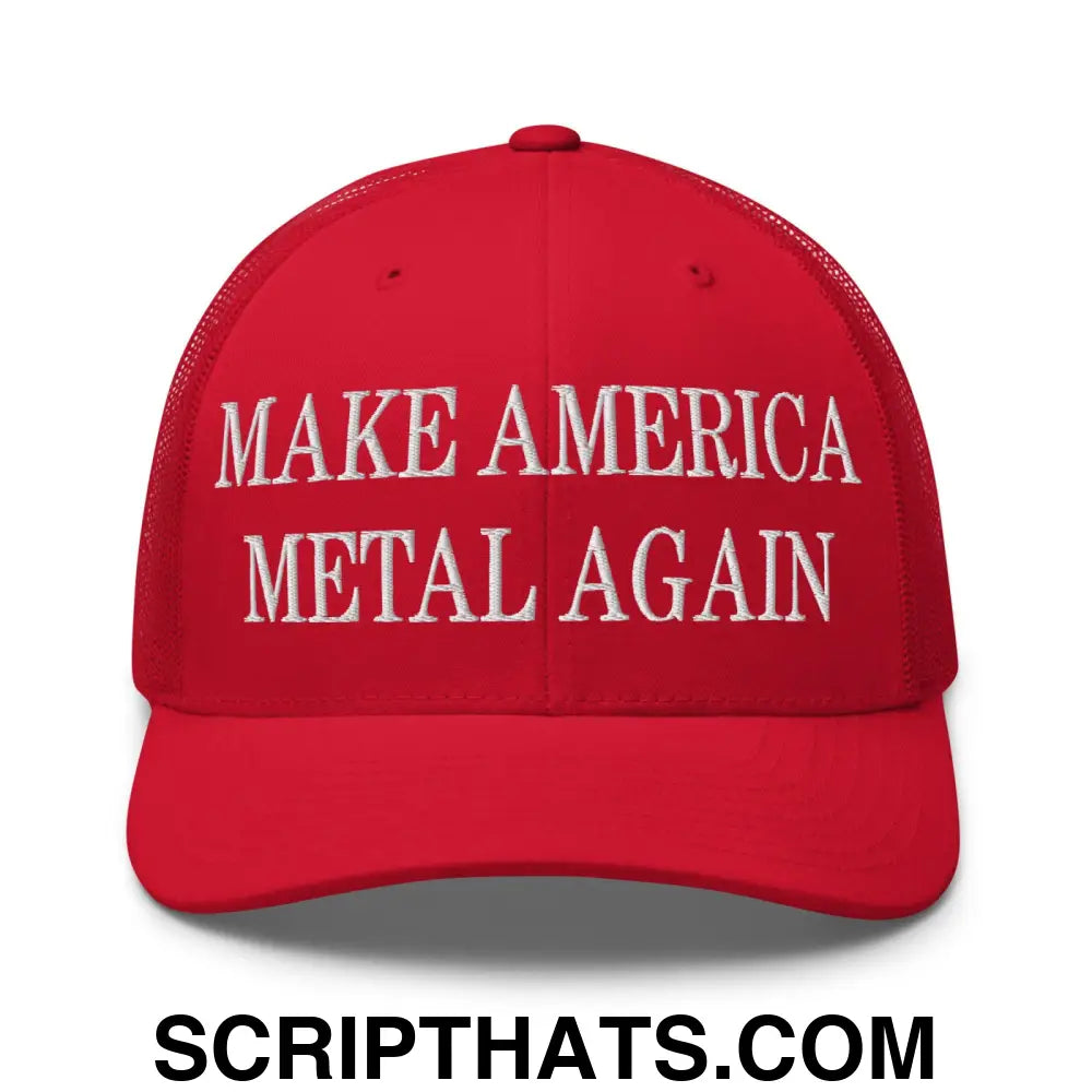 Make America Metal Again Embroidered Mesh Trucker Hat Red