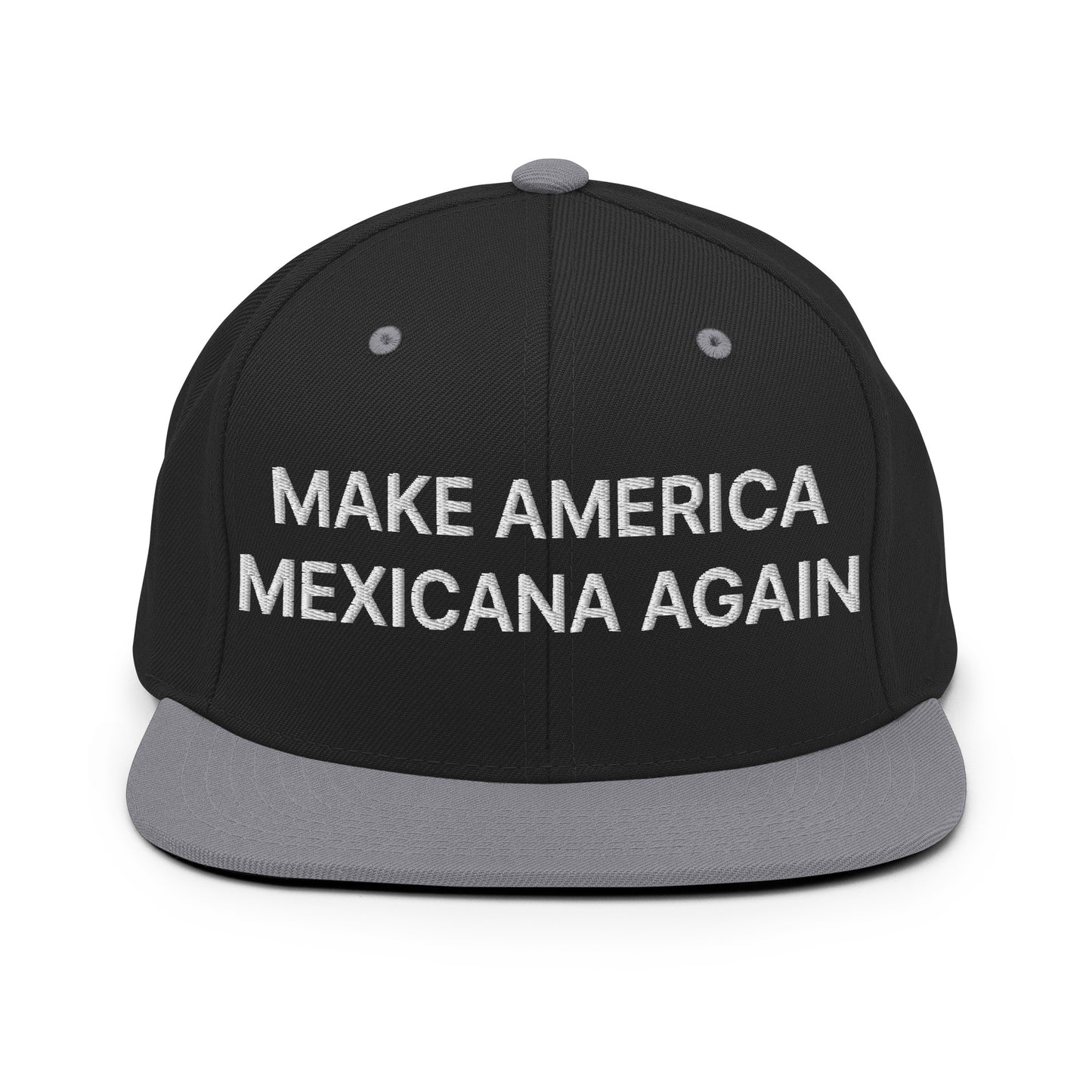 Make America Mexicana Again Claudia Sheinbaum Embroidered Flat Brim Bill Snapback Hat Black Silver