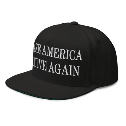 Make America Native Again Embroidered 5 Panel Flat Bill Brim Snapback Hat Black