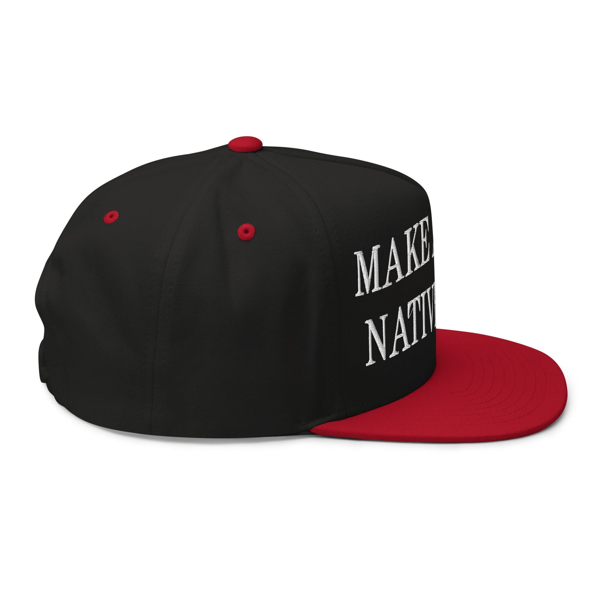 Make America Native Again Embroidered 5 Panel Flat Bill Brim Snapback Hat Black Red