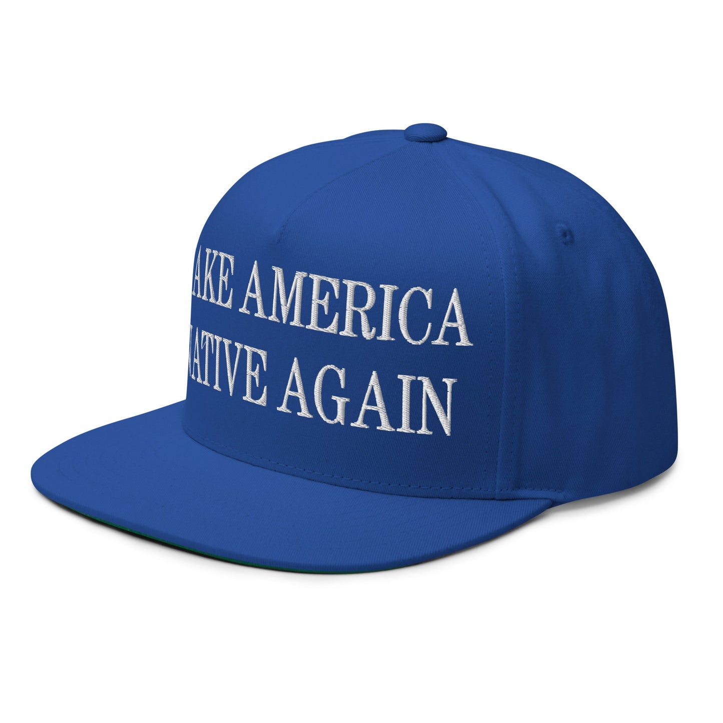 Make America Native Again Embroidered 5 Panel Flat Bill Brim Snapback Hat Royal Blue