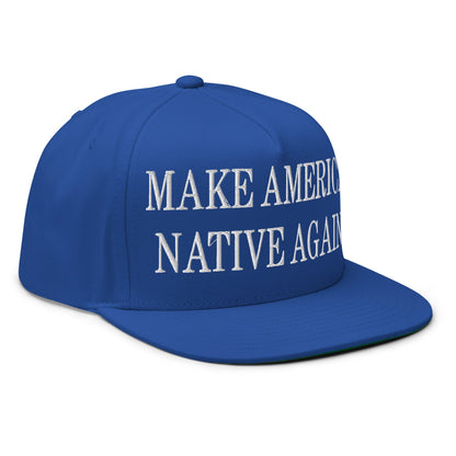 Make America Native Again Embroidered 5 Panel Flat Bill Brim Snapback Hat Royal Blue