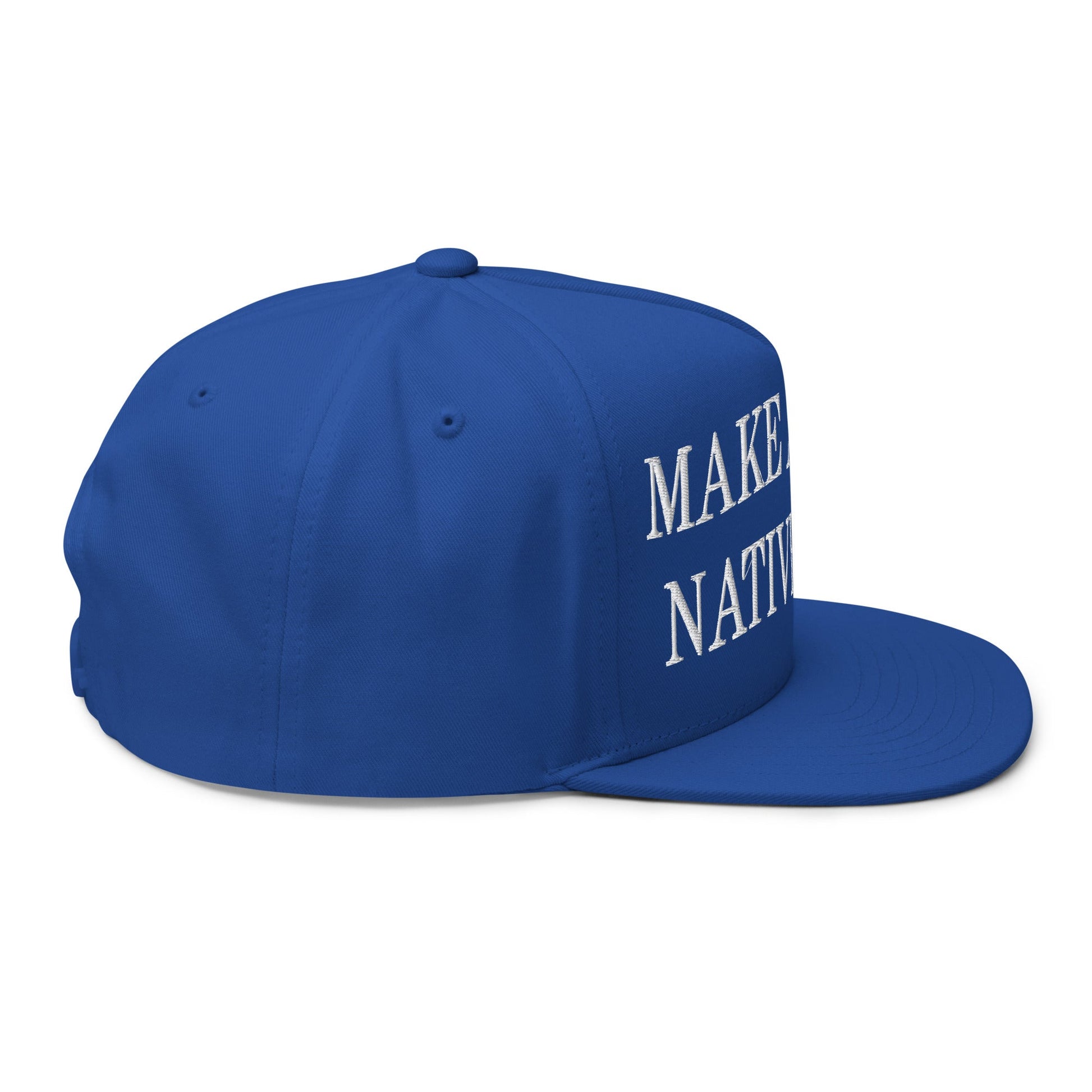 Make America Native Again Embroidered 5 Panel Flat Bill Brim Snapback Hat Royal Blue