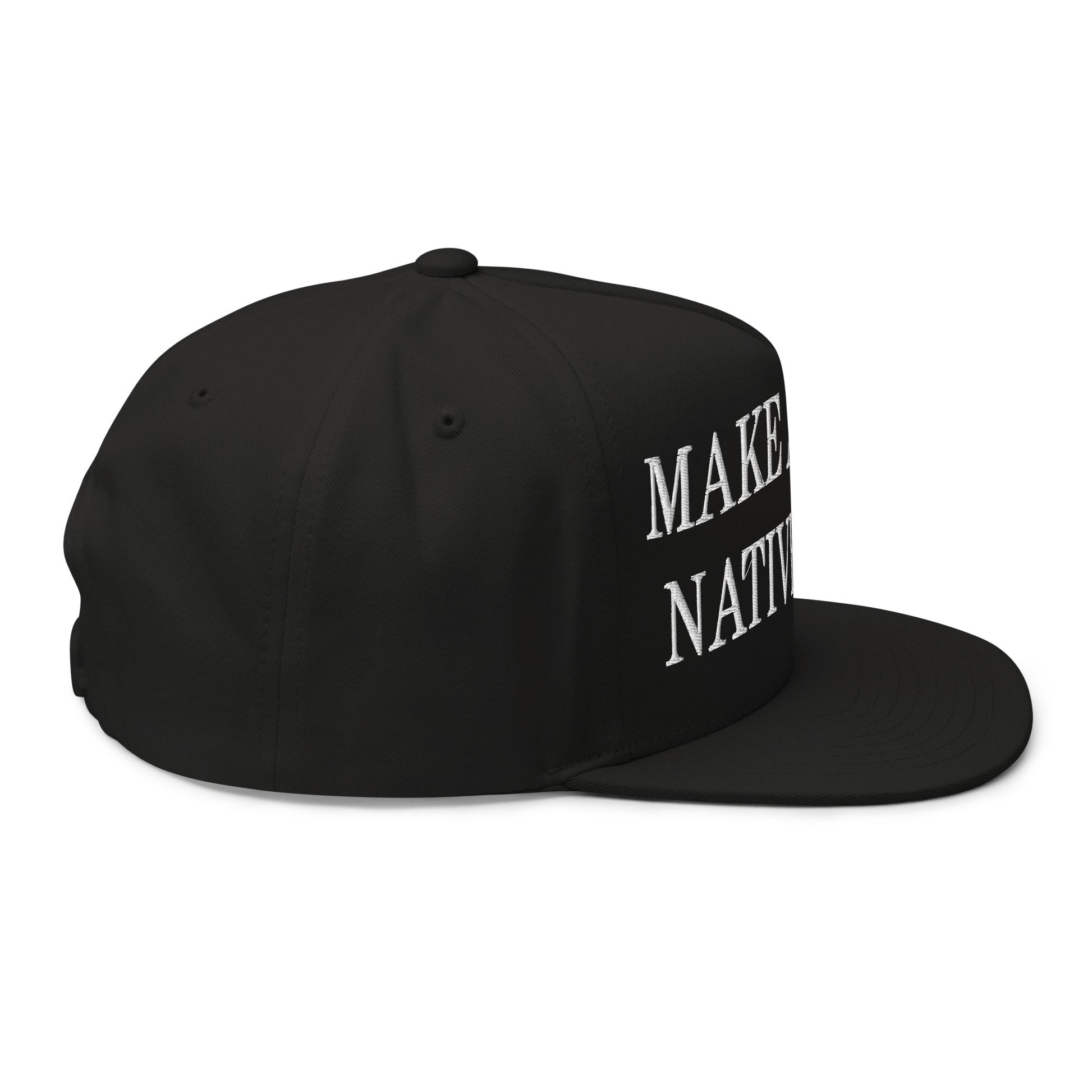 Make America Native Again Embroidered 5 Panel Flat Bill Brim Snapback Hat Black