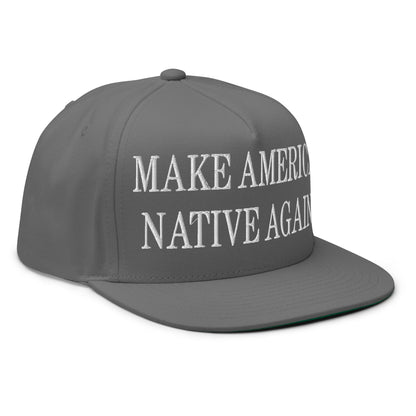 Make America Native Again Embroidered 5 Panel Flat Bill Brim Snapback Hat Grey