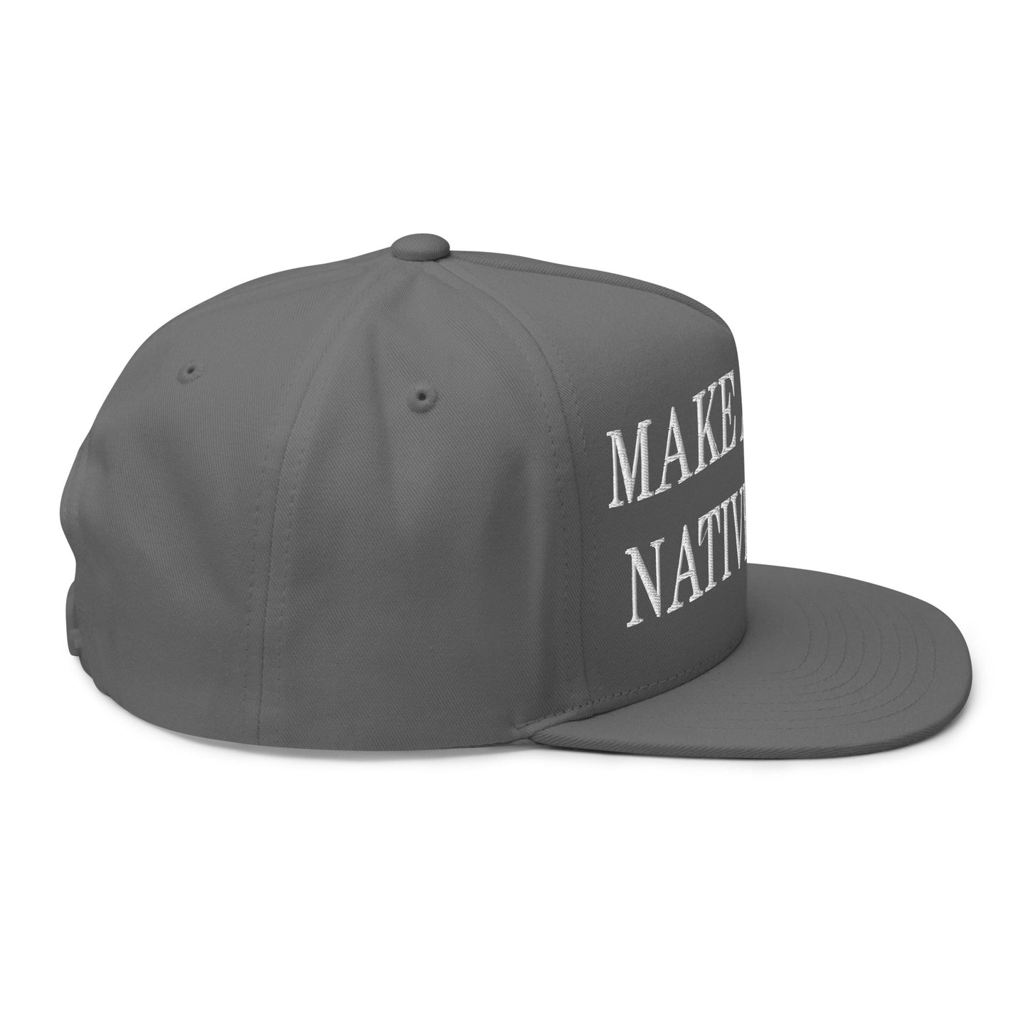 Make America Native Again Embroidered 5 Panel Flat Bill Brim Snapback Hat Grey