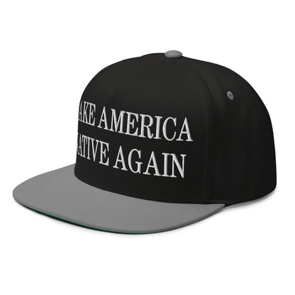 Make America Native Again Embroidered 5 Panel Flat Bill Brim Snapback Hat Black Grey