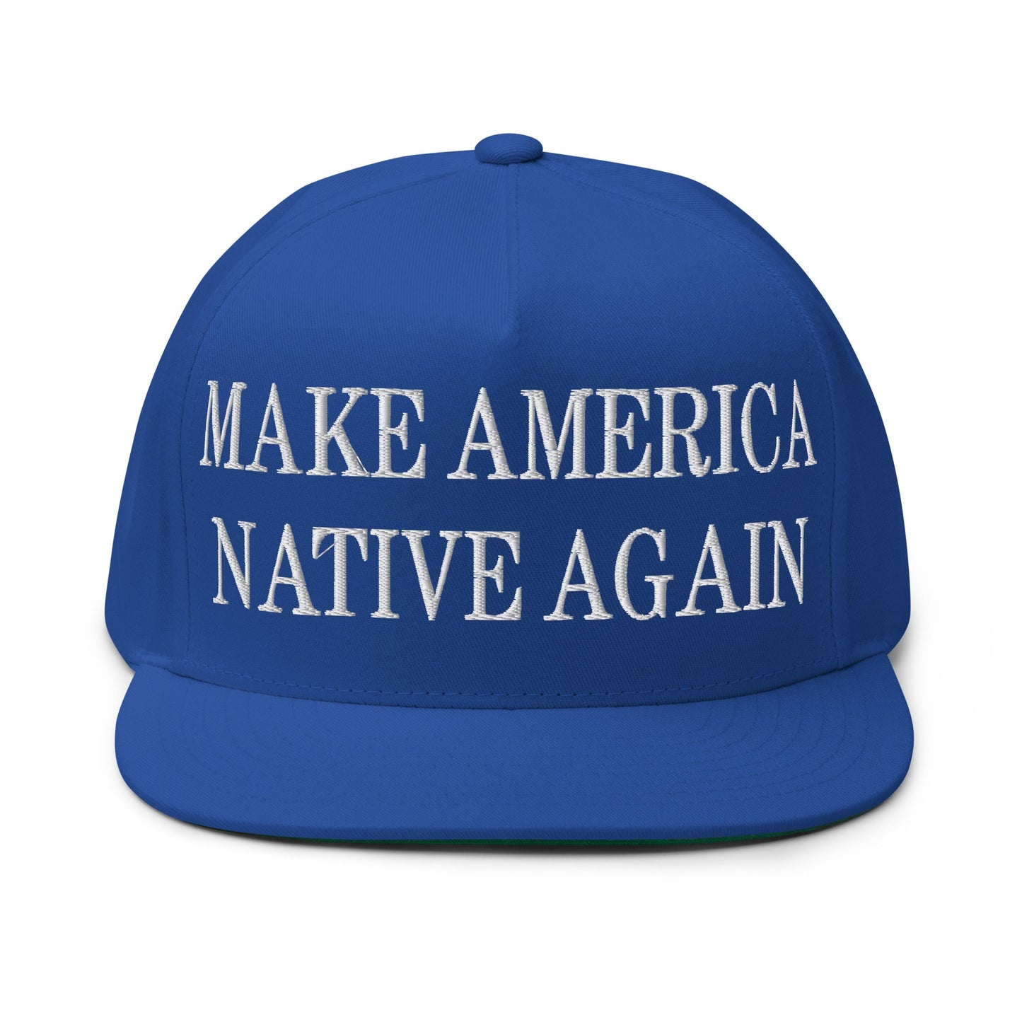 Make America Native Again Embroidered 5 Panel Flat Bill Brim Snapback Hat Royal Blue