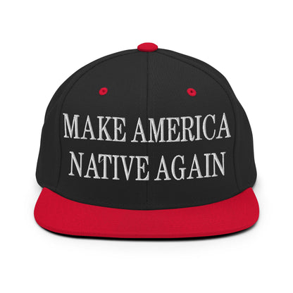 Make America Native Again Embroidered Flat Bill Brim Snapback Hat Black Red