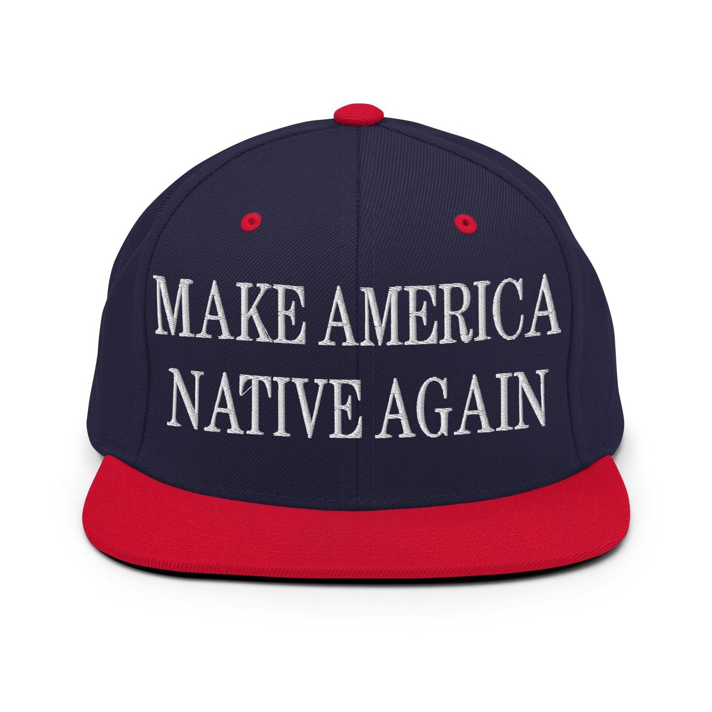 Make America Native Again Embroidered Flat Bill Brim Snapback Hat Navy Red