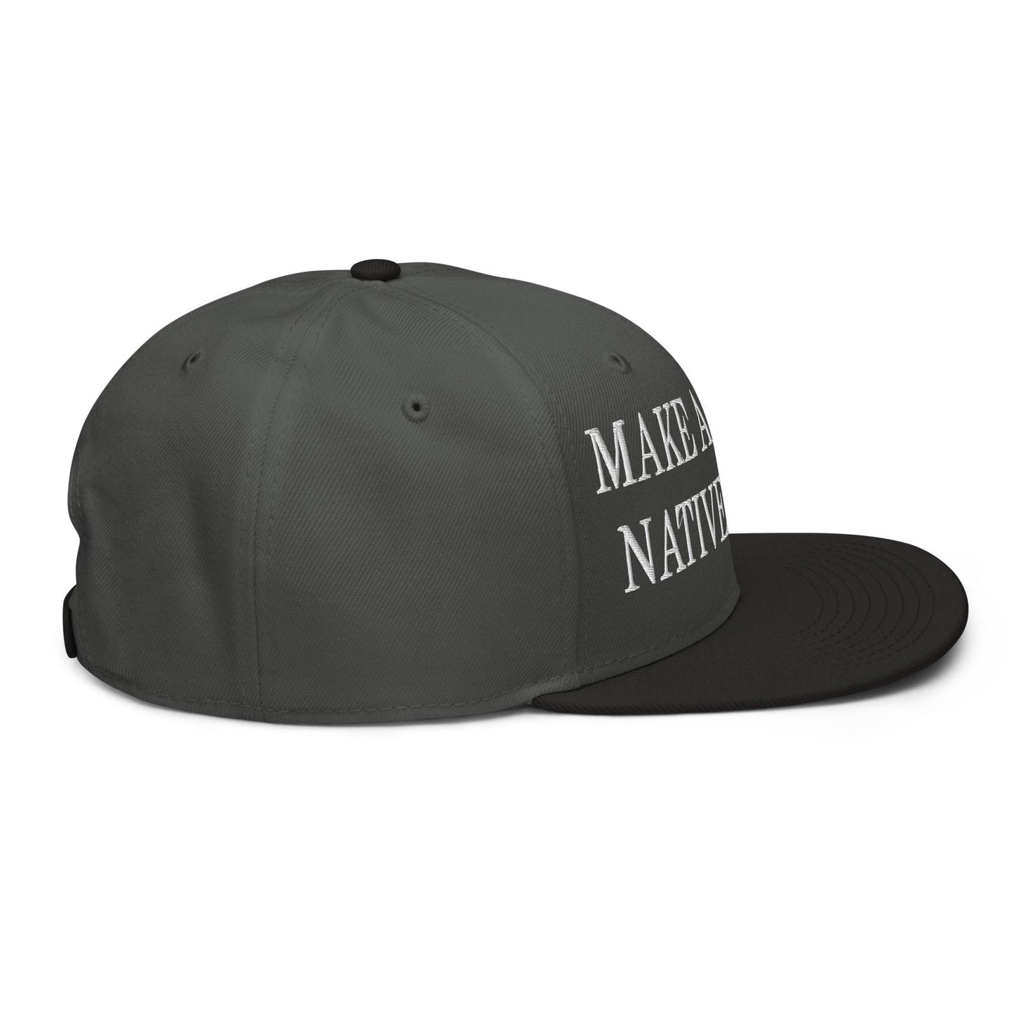 Make America Native Again Embroidered Flat Brim Bill Snapback Hat Black Charcoal gray Charcoal gray