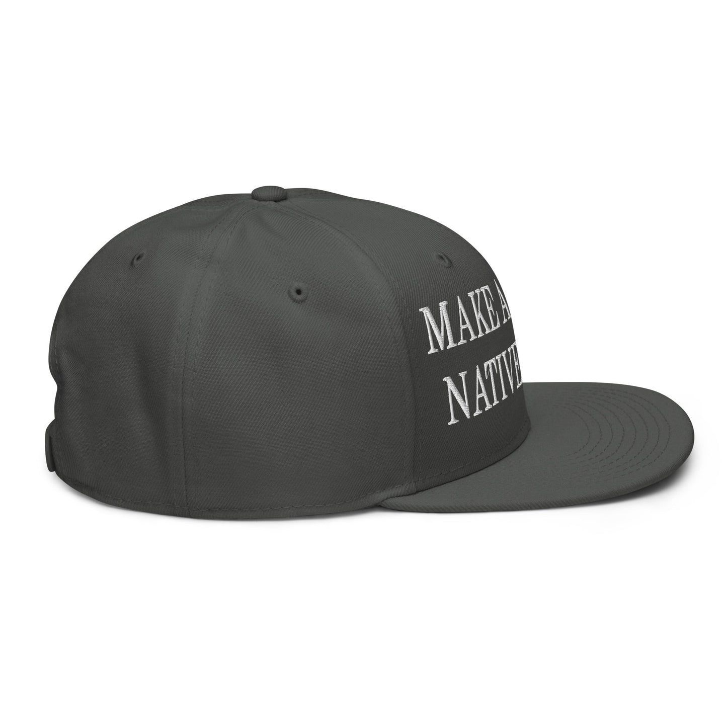 Make America Native Again Embroidered Flat Brim Bill Snapback Hat Charcoal gray